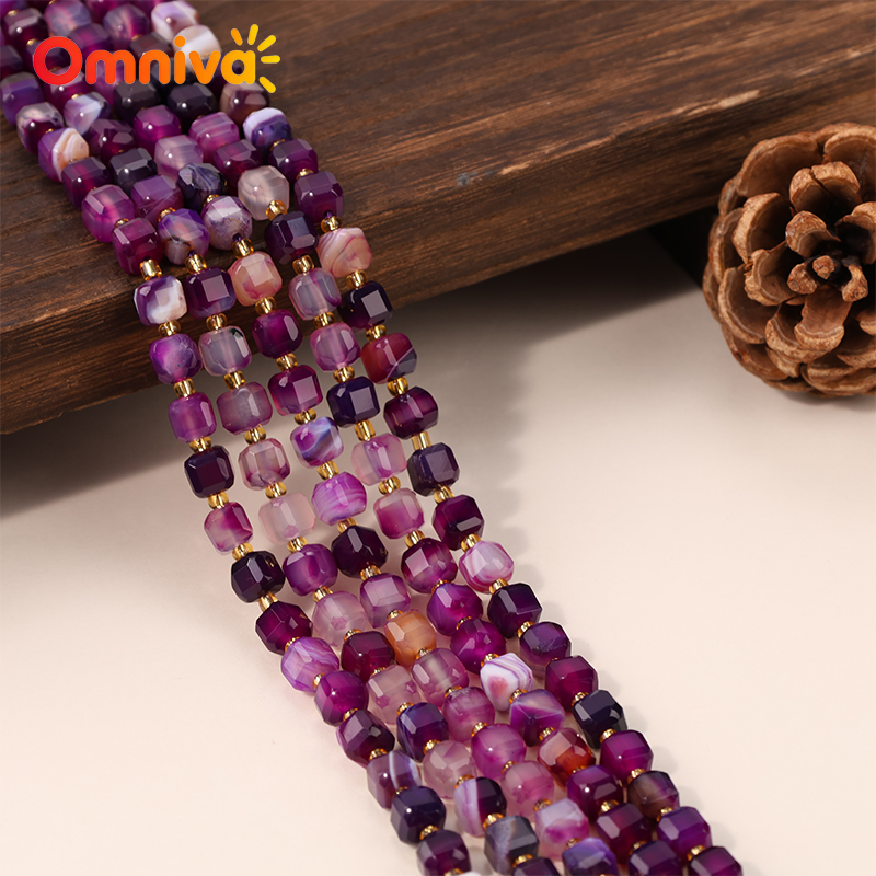 Women Accessories In Wholesale - Fioletowy agat z liniami, naturalny, ręcznie