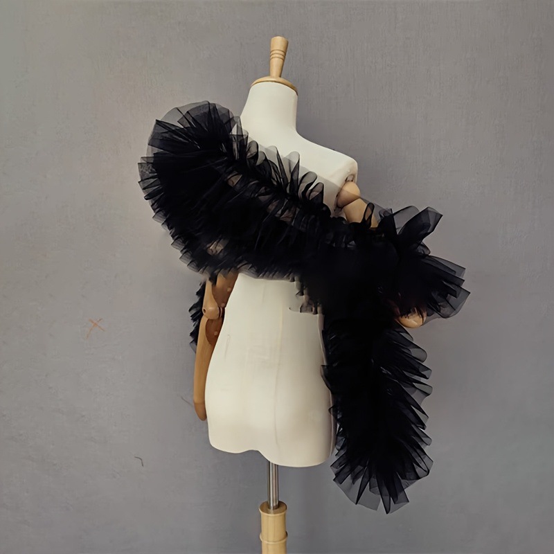 Czarny puszysty szal z gazy, r – Women Accessories Photos recenzja i cena
