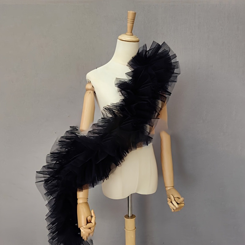 Czarny puszysty szal z gazy, r – Women Accessories Photos recenzja i cena
